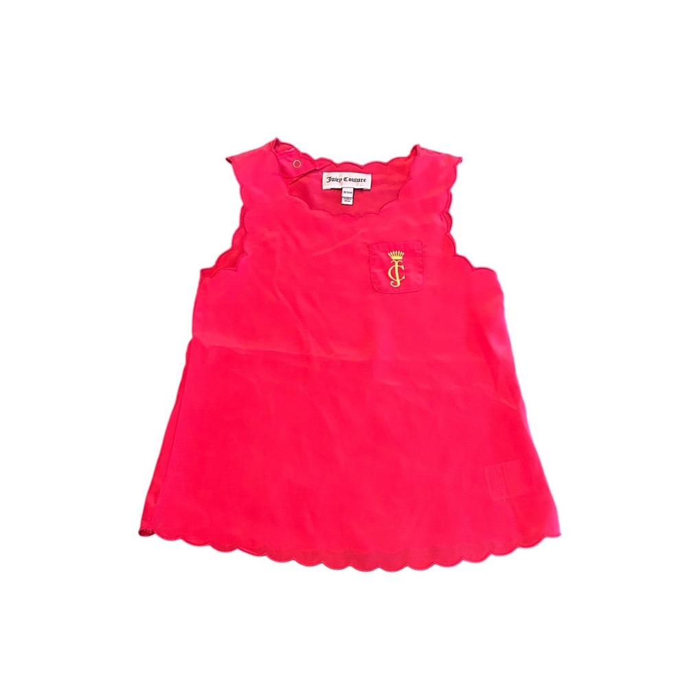 Juicy Couture Y2K Kids Hot Pink Scalloped Sleeveless Top Shirt Crown Logo 18/24M
